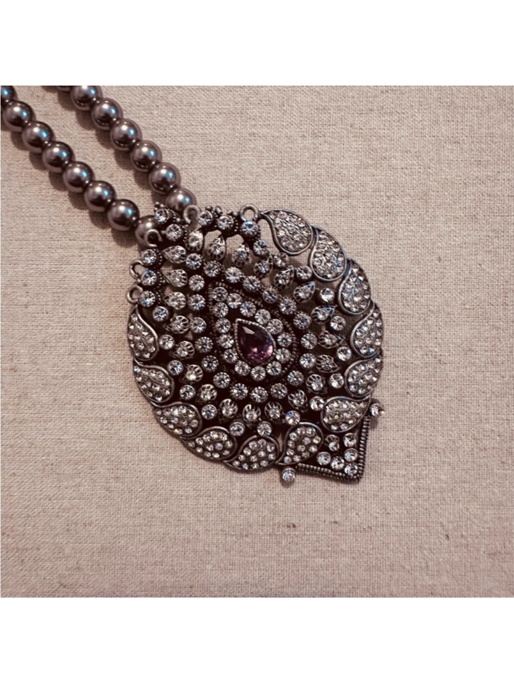 Amrita Singh | Necklace | Crystal & Gray Pearl